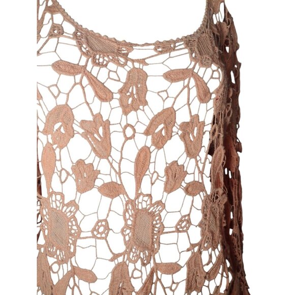 Ruby Brand Open Crotchet Lace Floral Tunic Top Size S Festival Boho Cover Up - Picture 3 of 7